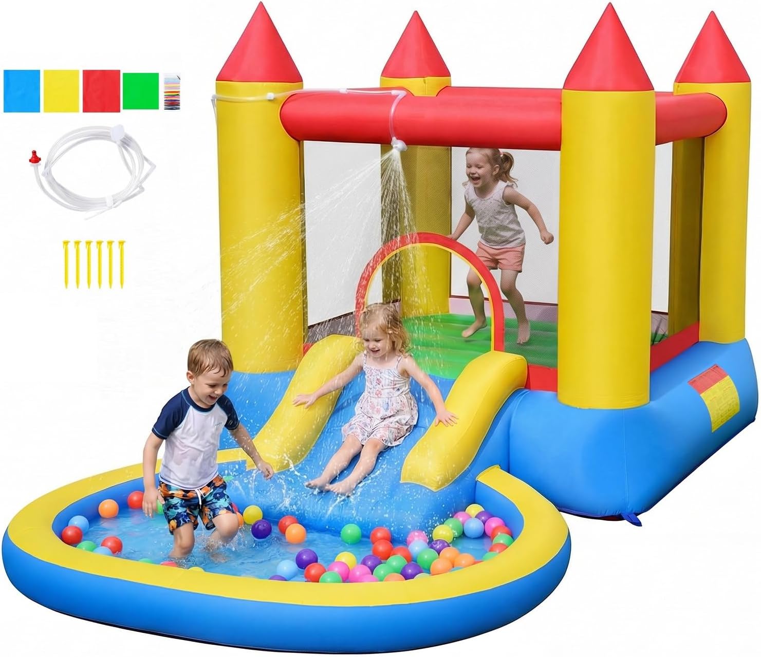 Kids Outdoor Bounce House - Costzon Inflatable Bounce House with Slide,