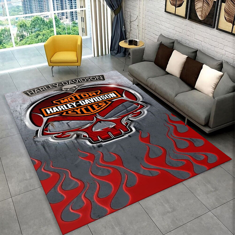 Kids Outdoor Flooring - Retro H-Harleys Racing Moto Non-Slip Area
