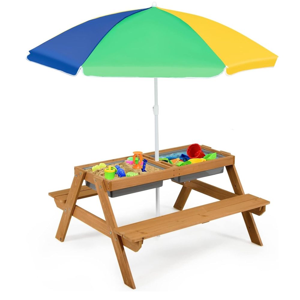 Kids Outdoor Umbrella For Table - Kids Picnic Table, 4 in 1