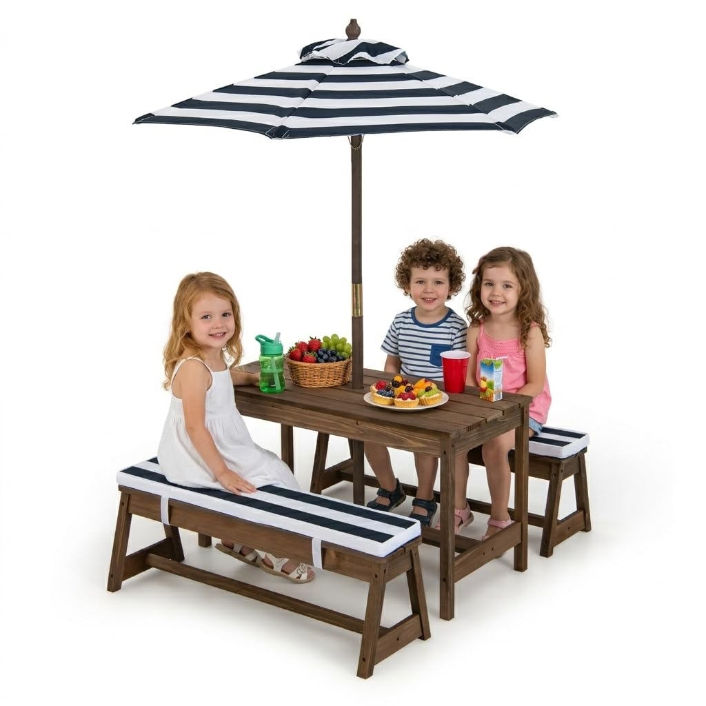 Kids Outdoor Furniture - Height Adjustable Wooden Kids Picnic Table