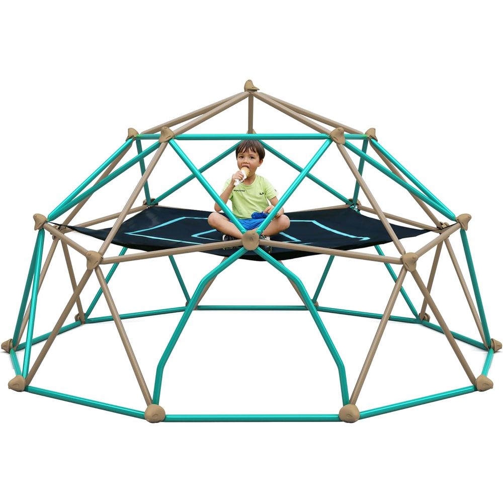 Kids Outdoor Jungle Gym Dome - Geometric Dome Climber with Hammock, Outdoor