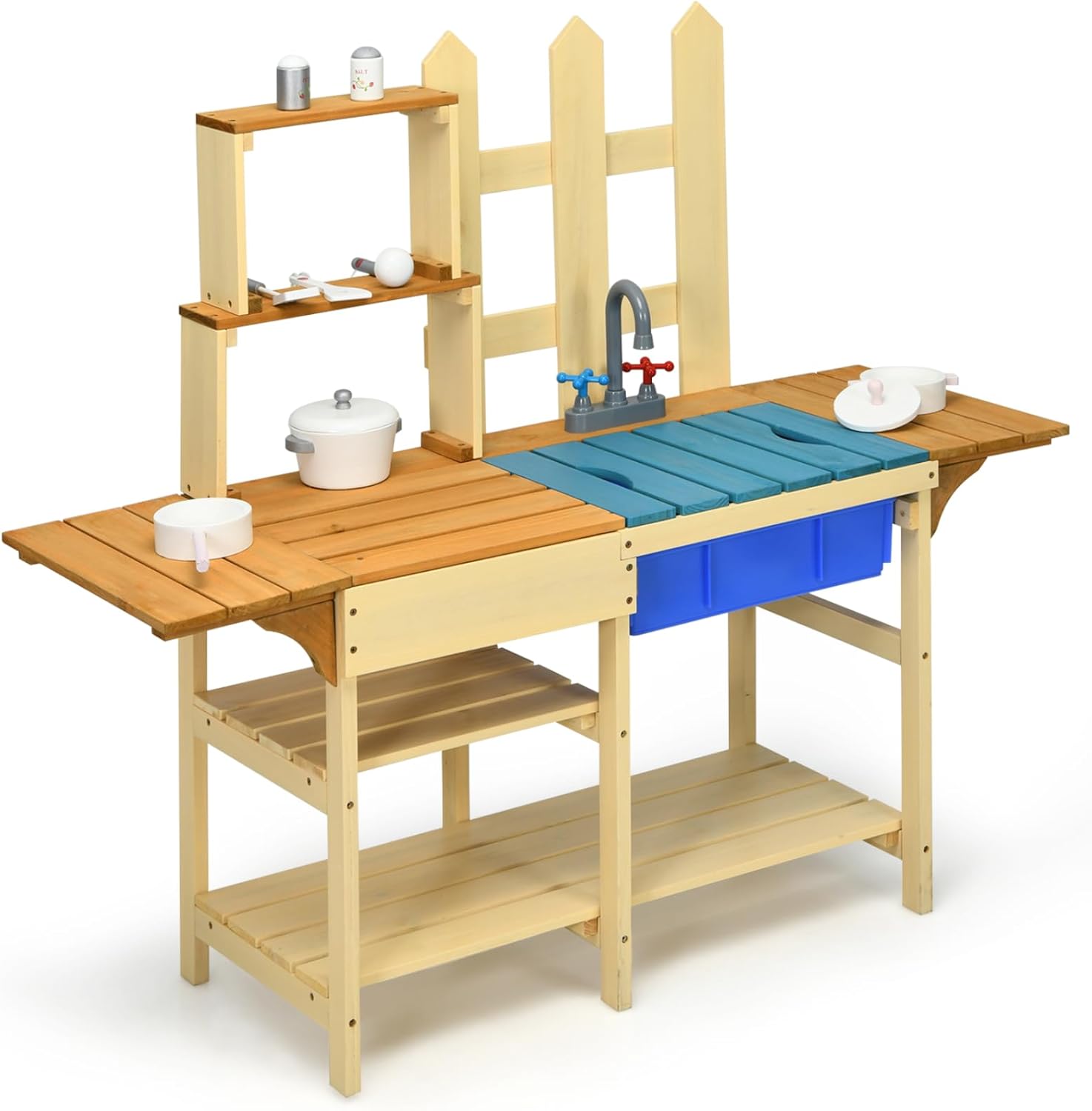 Kids Outdoor Wooden Playset - Kids Mud Kitchen Playset, Indoor Outdoor