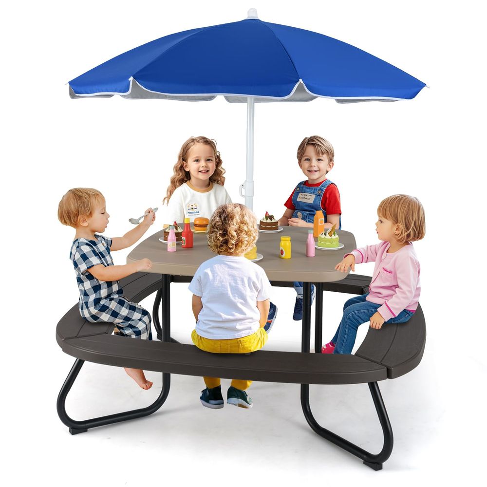 Kids Outdoor Umbrella For Table - Kids Picnic Table, 8 Person Toddler