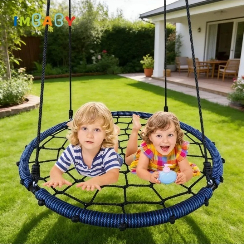 Kids Outdoor Nest Swing - IMBABY Kids Round Net Nest Swing