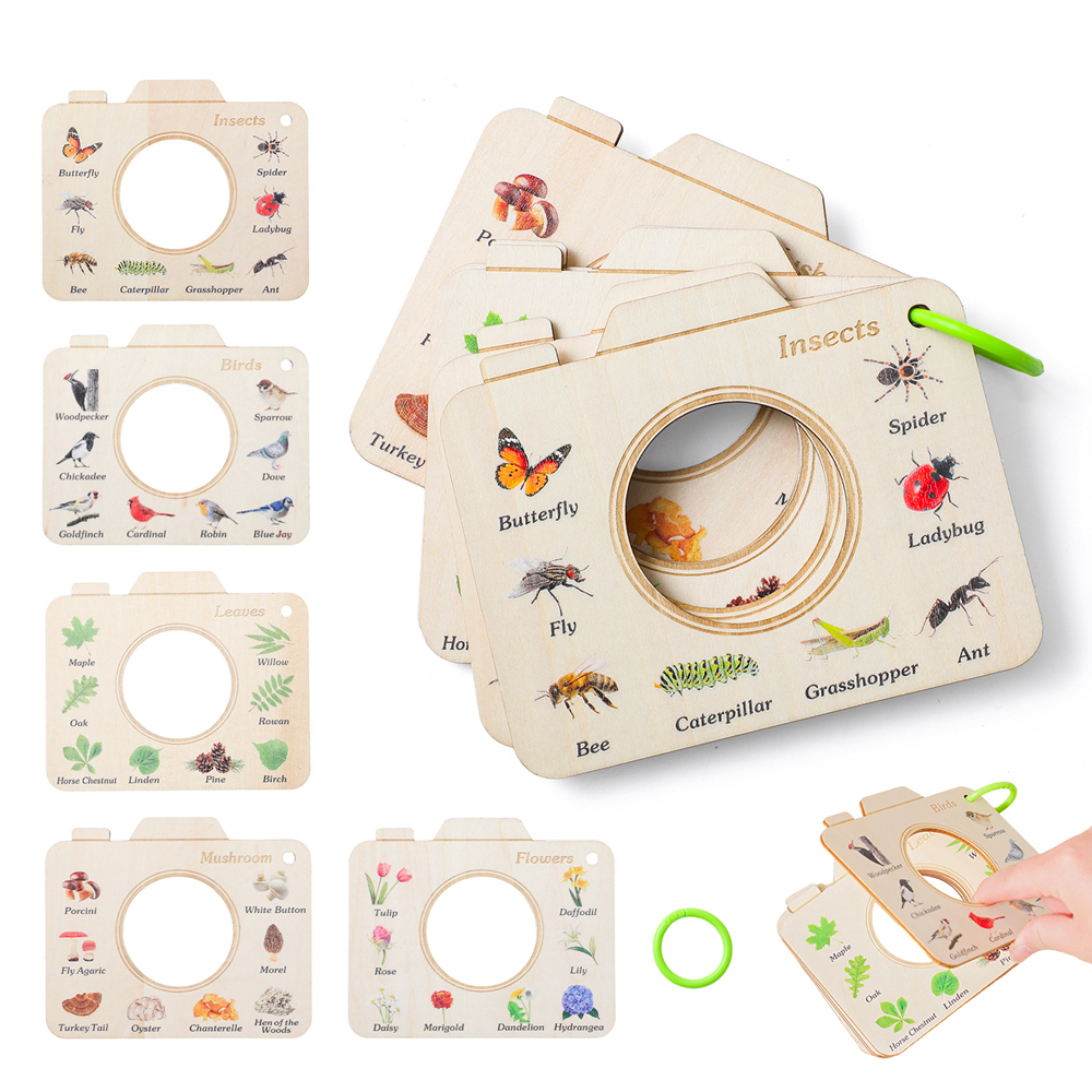 Kids Outdoor Activity Set - Wooden Camera Shape Nature Cognitive Book