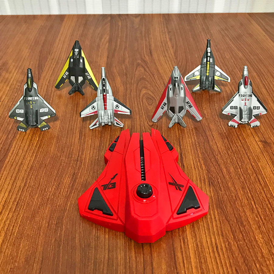 Kids Outdoor Games - 6pcs Fighter Plane Red Launcher Toy,