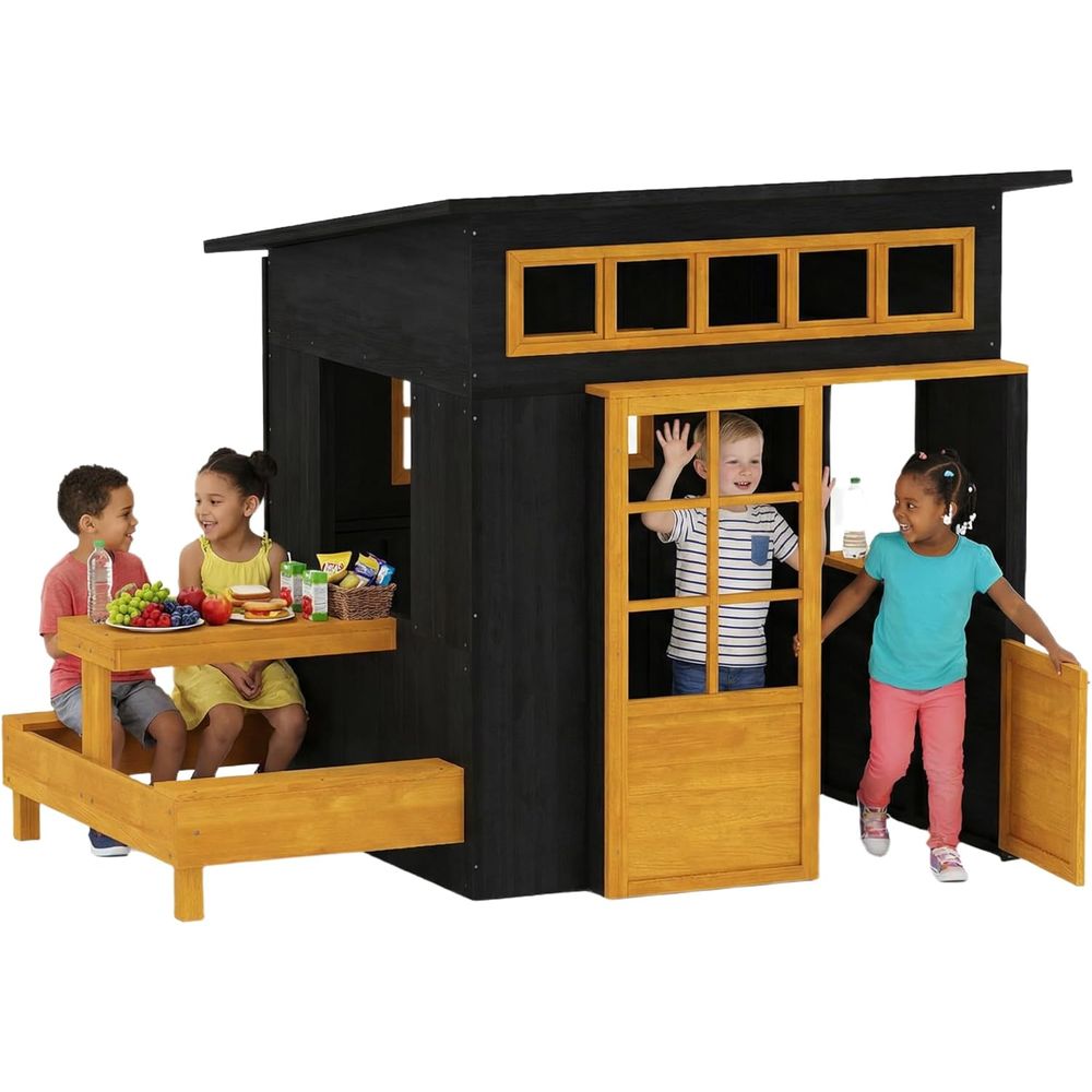 Qaba Kids Outdoor Playhouse - Qaba Kids Outdoor Playhouse, ir Wooden
