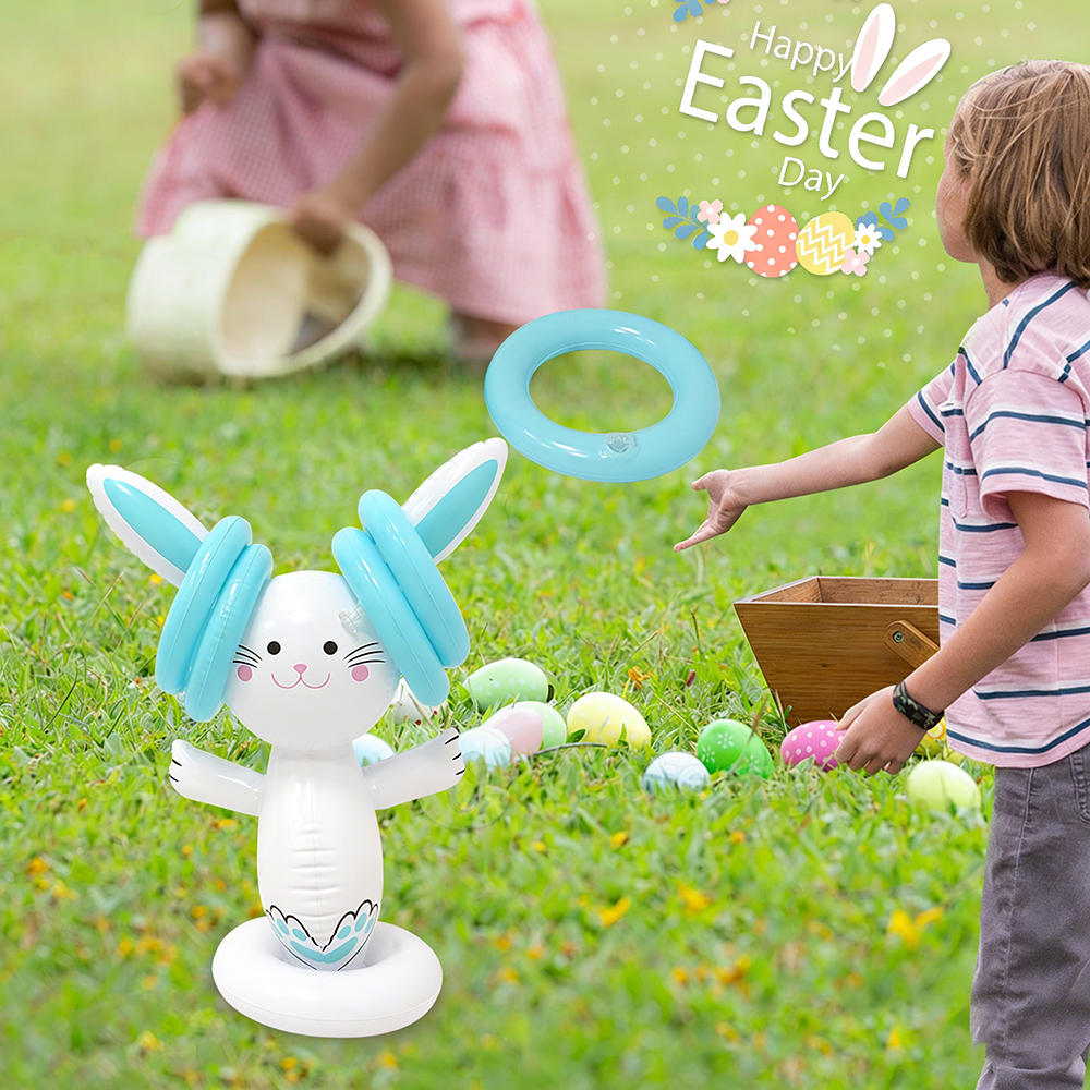 Kids Outdoor Activity Set - Easter Inflatable Bunny Ring Toss Game