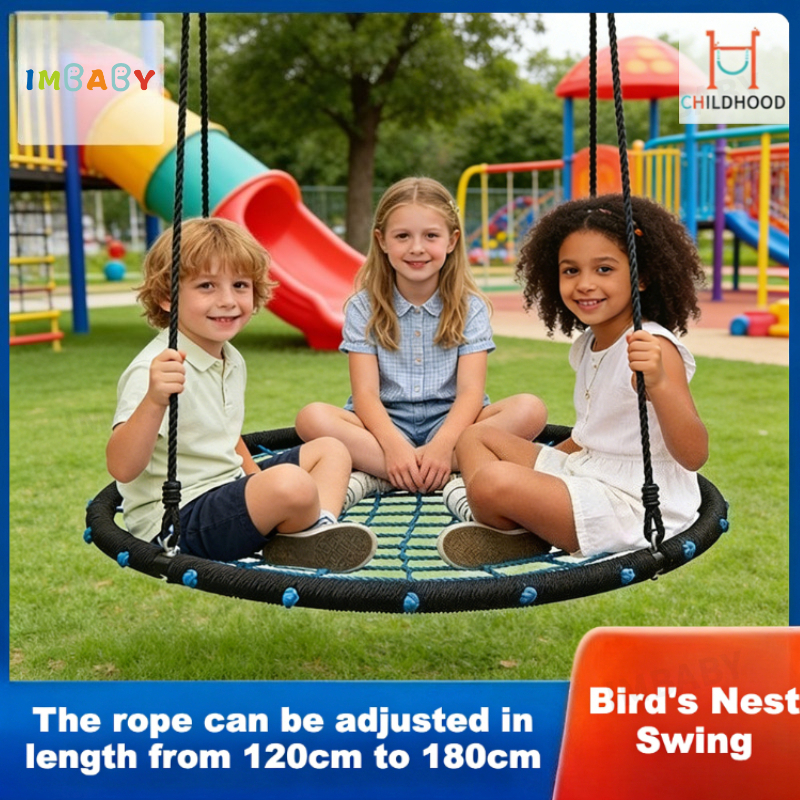 Kids Outdoor Nest Swing - IMBABY 100cm Round Net Nest Swing