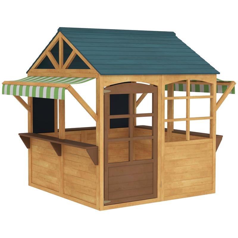 Qaba Kids Outdoor Playhouse - Qaba Wooden Outdoor Playhouse, Foldable Kids