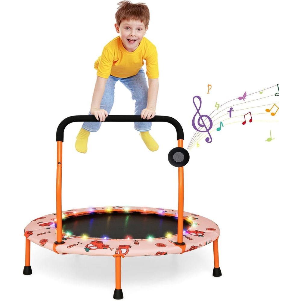 Outdoor Kid - Portable LED Lighted Bluetooth Trampoline for