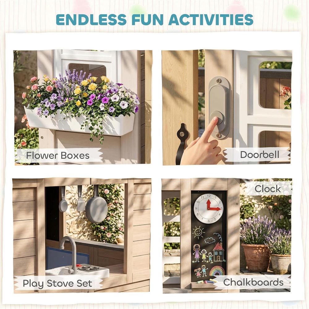 Qaba Outdoor Playhouse, Wooden - Qaba Kids Outdoor Playhouse recensione e prezzo