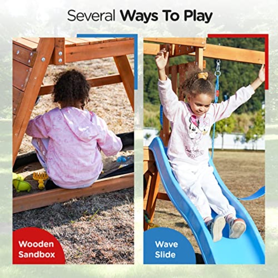 Playground Wooden Swing Sets f - Kids Outdoor Furniture recensione e prezzo