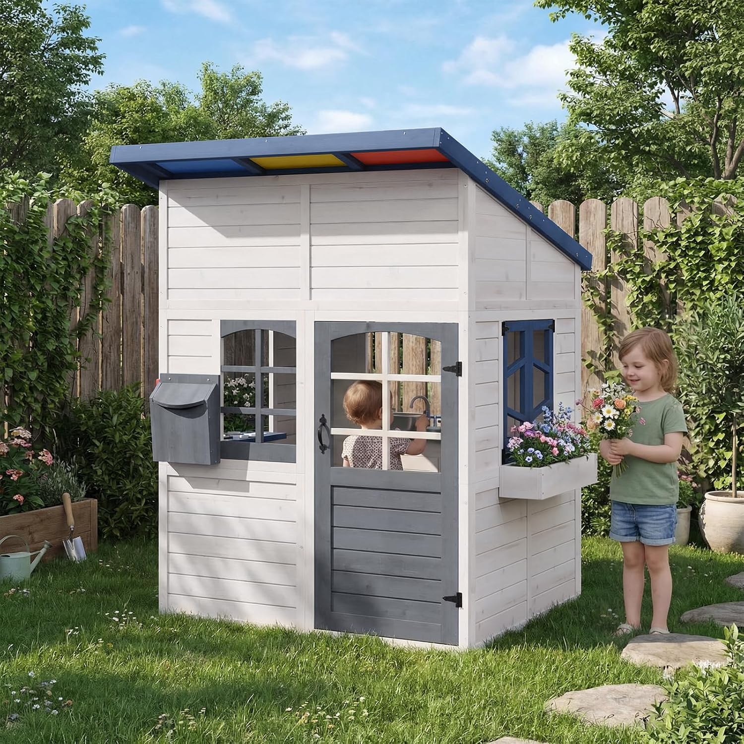Wooden Kids Outdoor Playhouse  - Kids Outdoor Wooden Playset recensione e prezzo