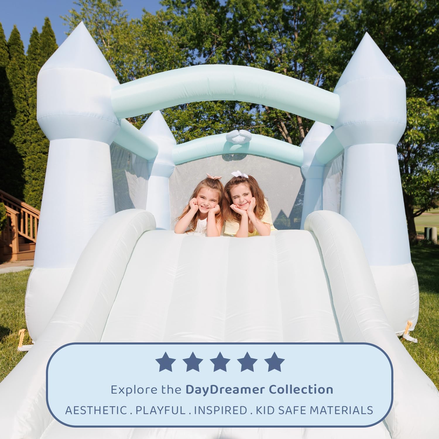Pastel Bounce House with Slide - Kids Outdoor Bounce House recensione e prezzo
