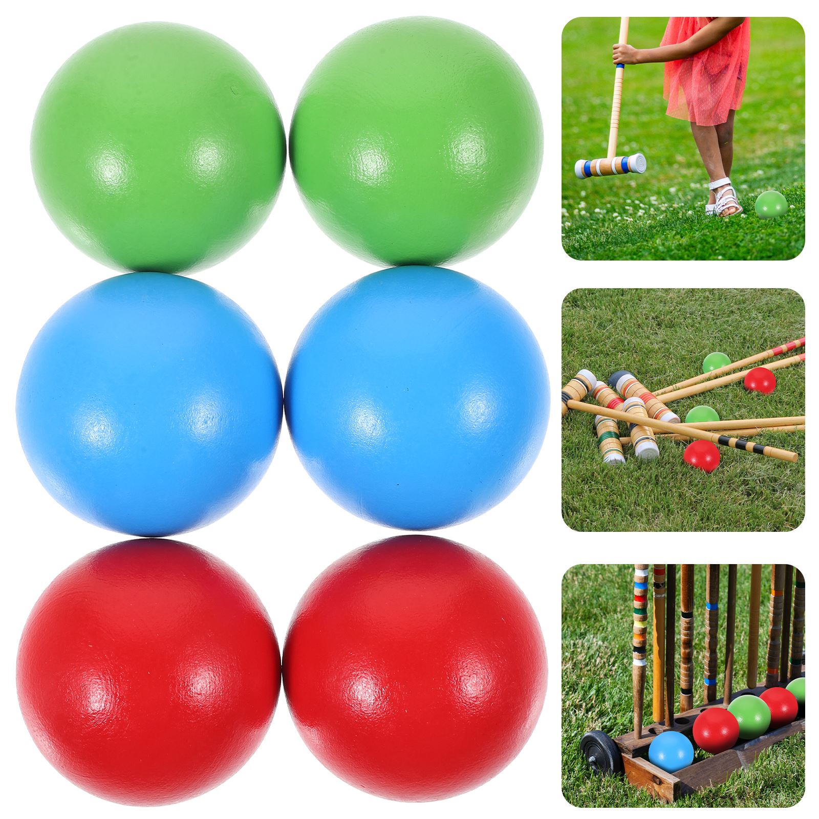 6Pcs Croquet Wooden Ball Set C - Kids Outdoor Wooden Playset recensione e prezzo