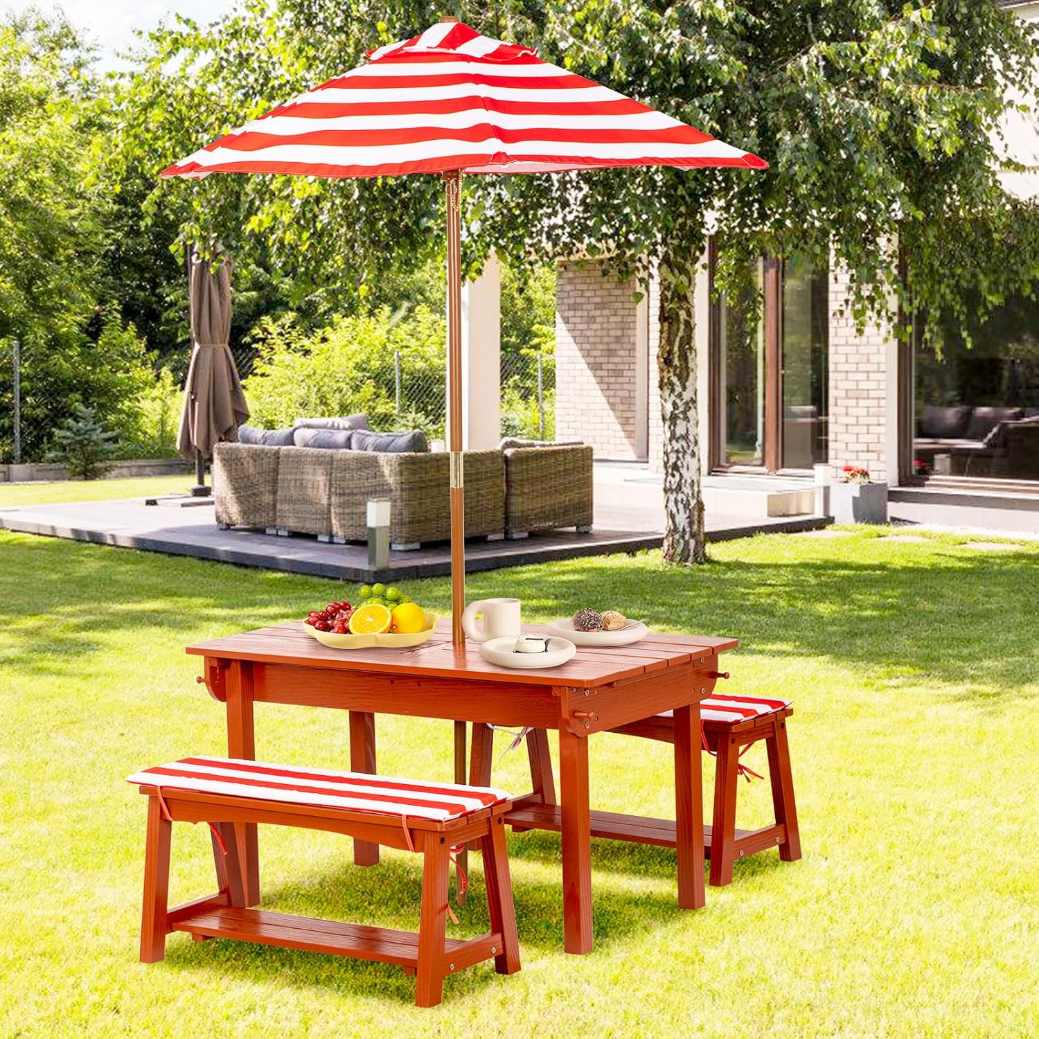 Kids Picnic Table with Umbrell - Kids Outdoor Umbrella For Table recensione e prezzo