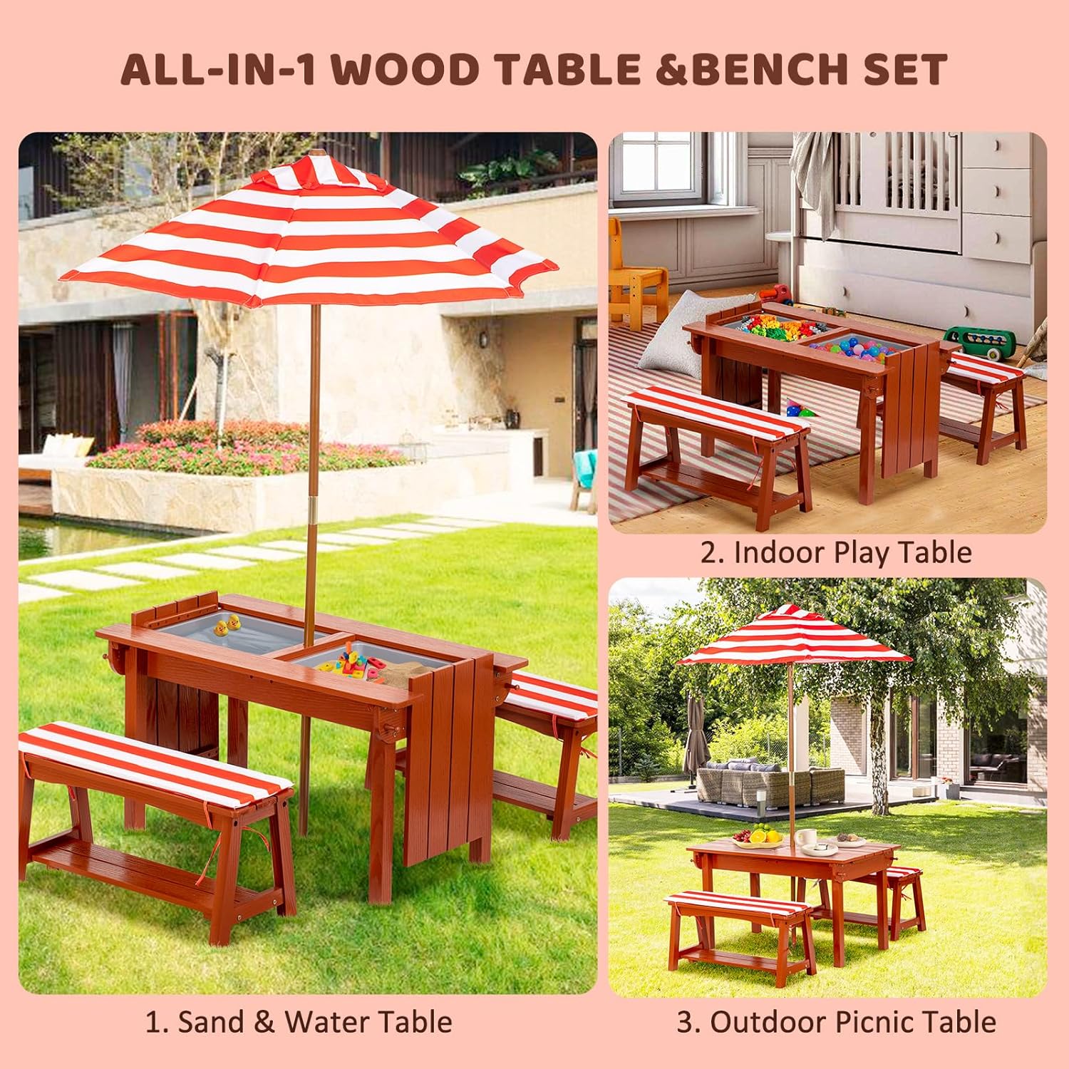 Kids Picnic Table with Umbrell - Kids Outdoor Umbrella For Table recensione e prezzo