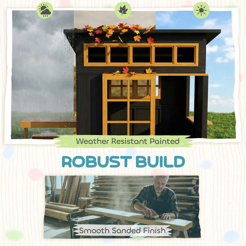 Qaba Outdoor Playhouse, Wooden - Qaba Kids Outdoor Playhouse recensione e prezzo