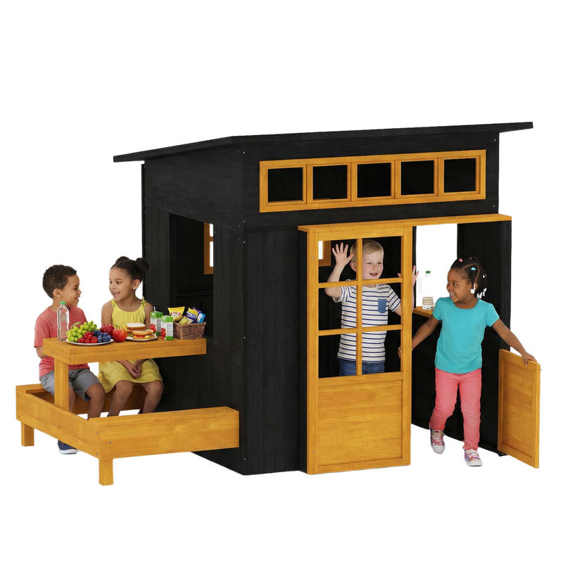 Qaba Outdoor Playhouse, Wooden - Qaba Kids Outdoor Playhouse recensione e prezzo
