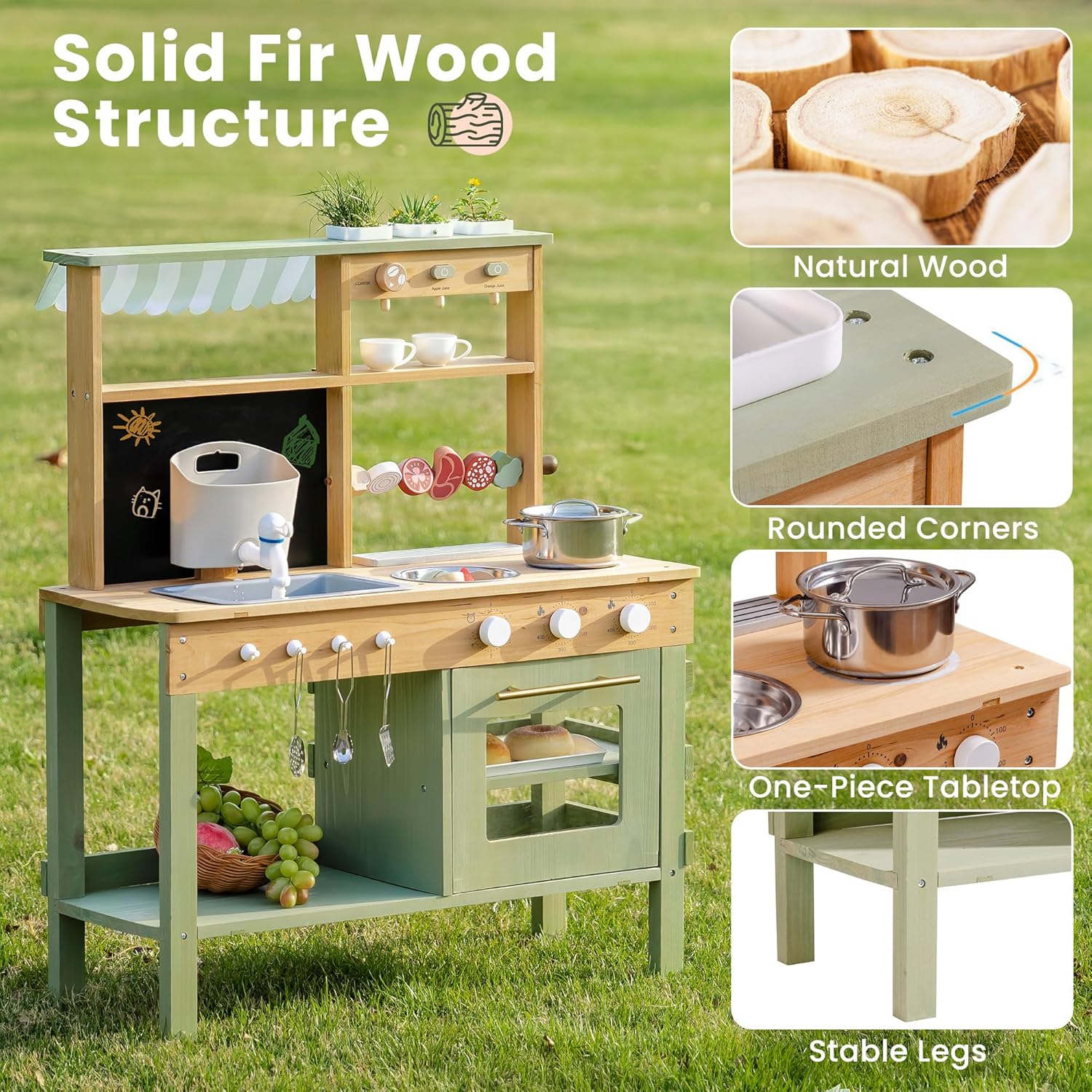Wooden Mud Kitchen for Kids, O - Kids Outdoor Wooden Playset recensione e prezzo
