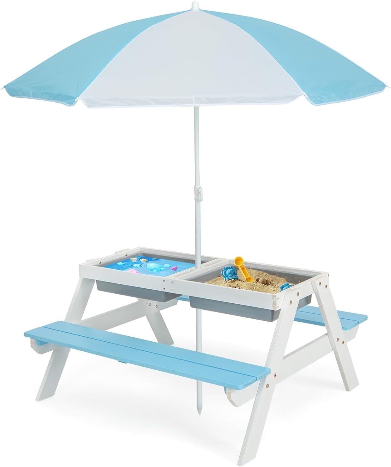 Kids Picnic Table, 4 in 1 Outd - Kids Outdoor Umbrella For Table recensione e prezzo