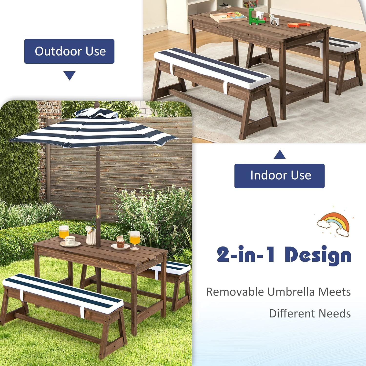 Height Adjustable Wooden Kids  - Kids Outdoor Furniture recensione e prezzo