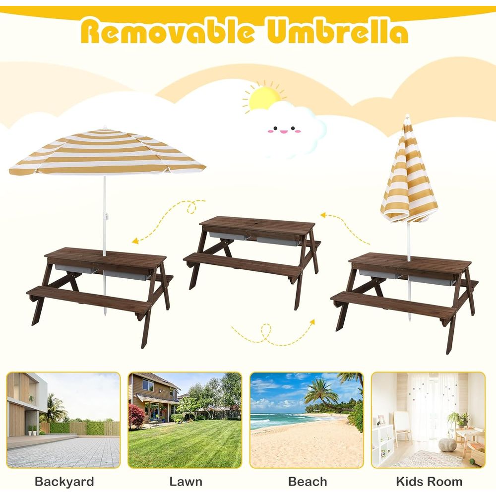 Kids Picnic Table with Sensory - Kids Outdoor Umbrella For Table recensione e prezzo