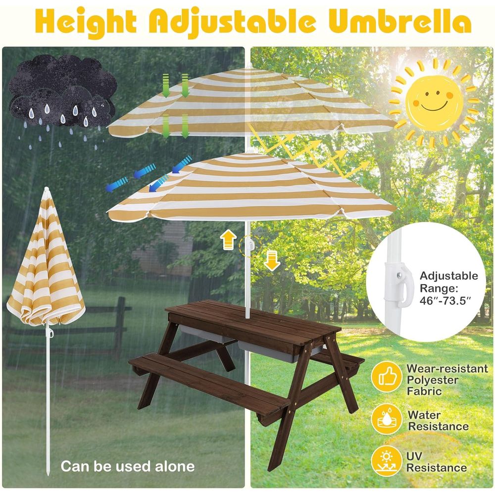 Kids Picnic Table with Sensory - Kids Outdoor Umbrella For Table recensione e prezzo