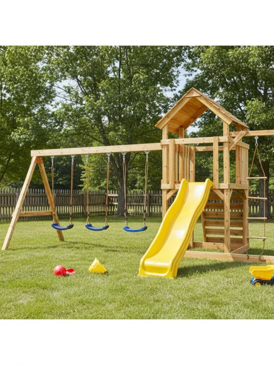 Children Swing Kids Wooden Gar - Kids Outdoor Furniture recensione e prezzo