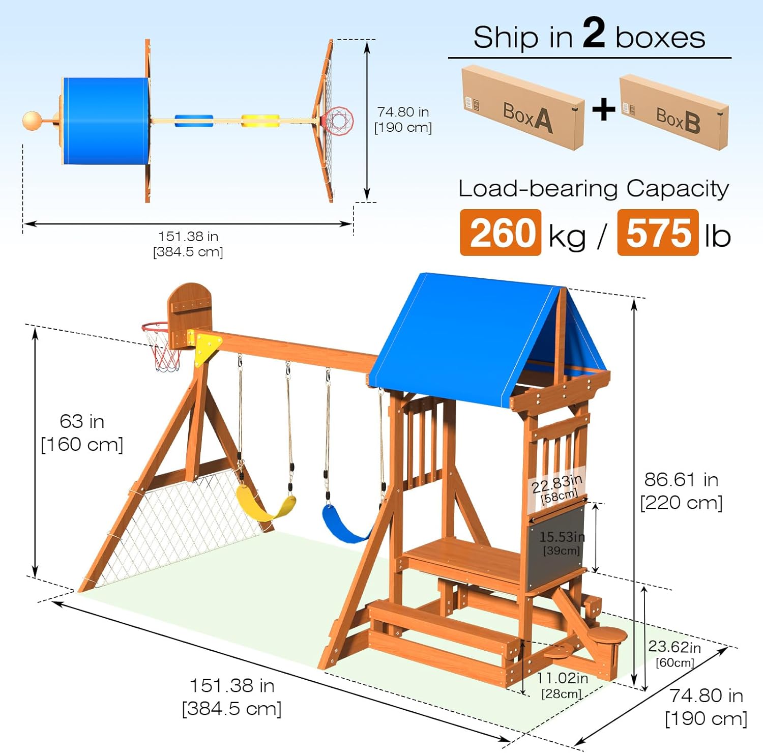 6-in-1 Wooden Playground Plays - Kids Outdoor Wooden Playset recensione e prezzo