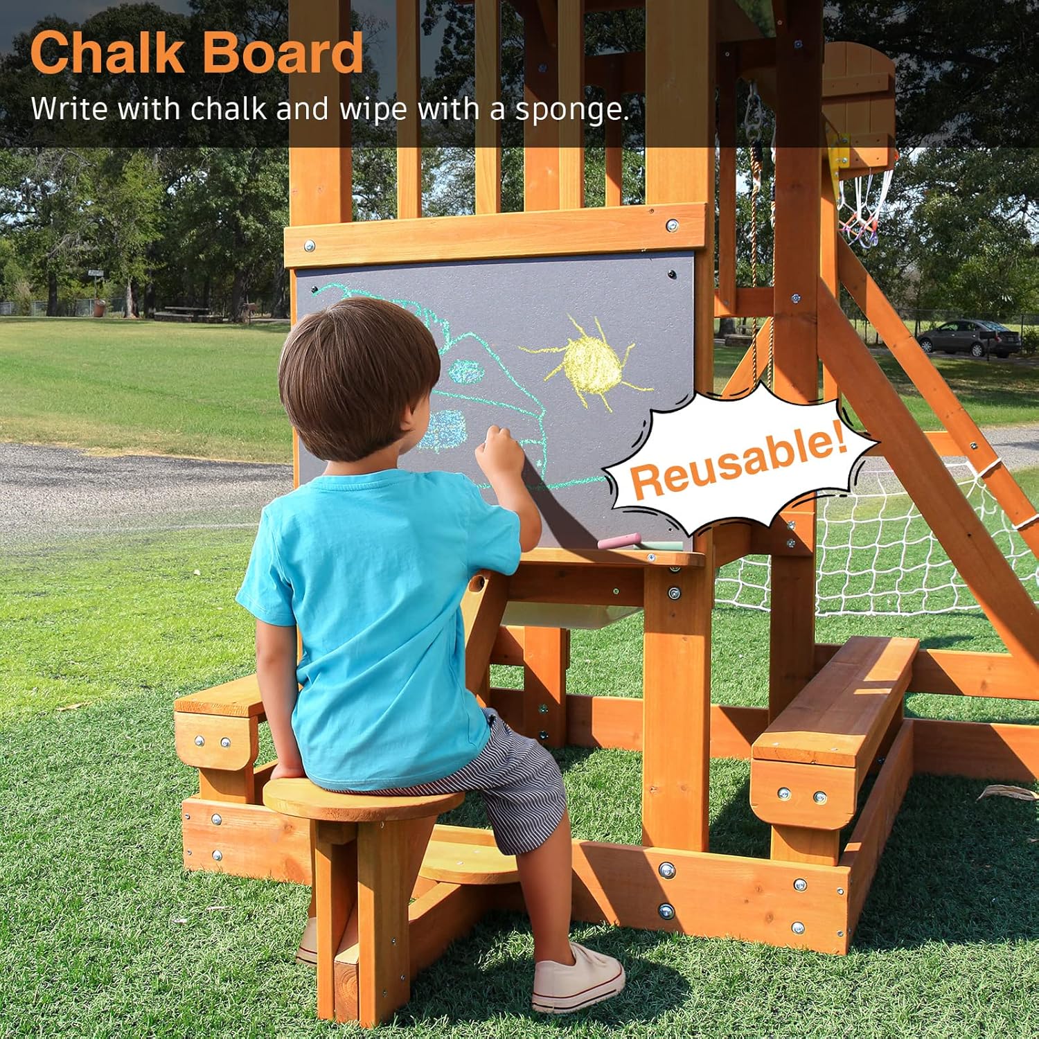 6-in-1 Wooden Playground Plays - Kids Outdoor Wooden Playset recensione e prezzo