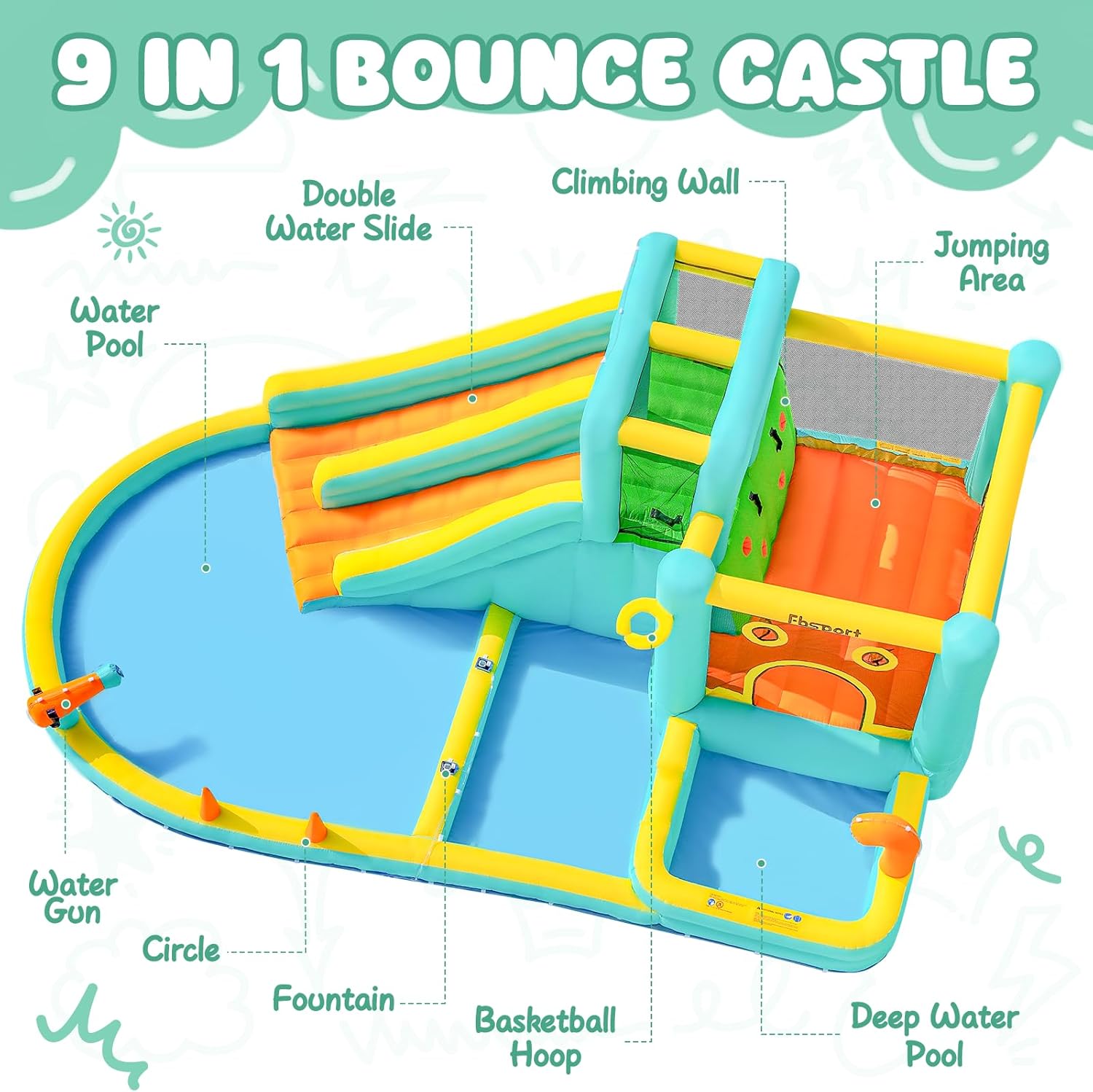 Double Slide Inflatable Water  - Kids Outdoor Pool recensione e prezzo