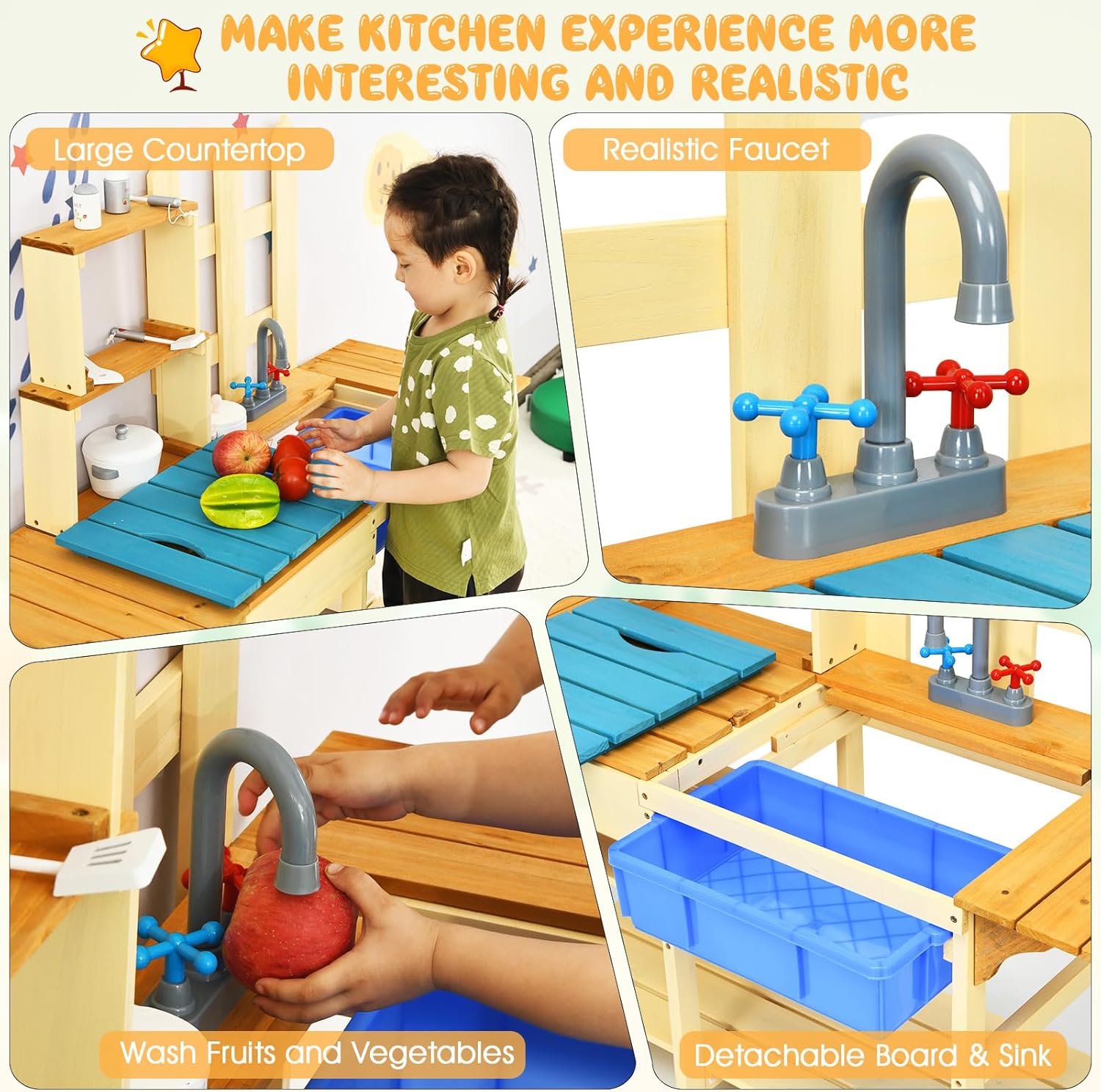 Kids Mud Kitchen Playset, Indo - Kids Outdoor Wooden Playset recensione e prezzo