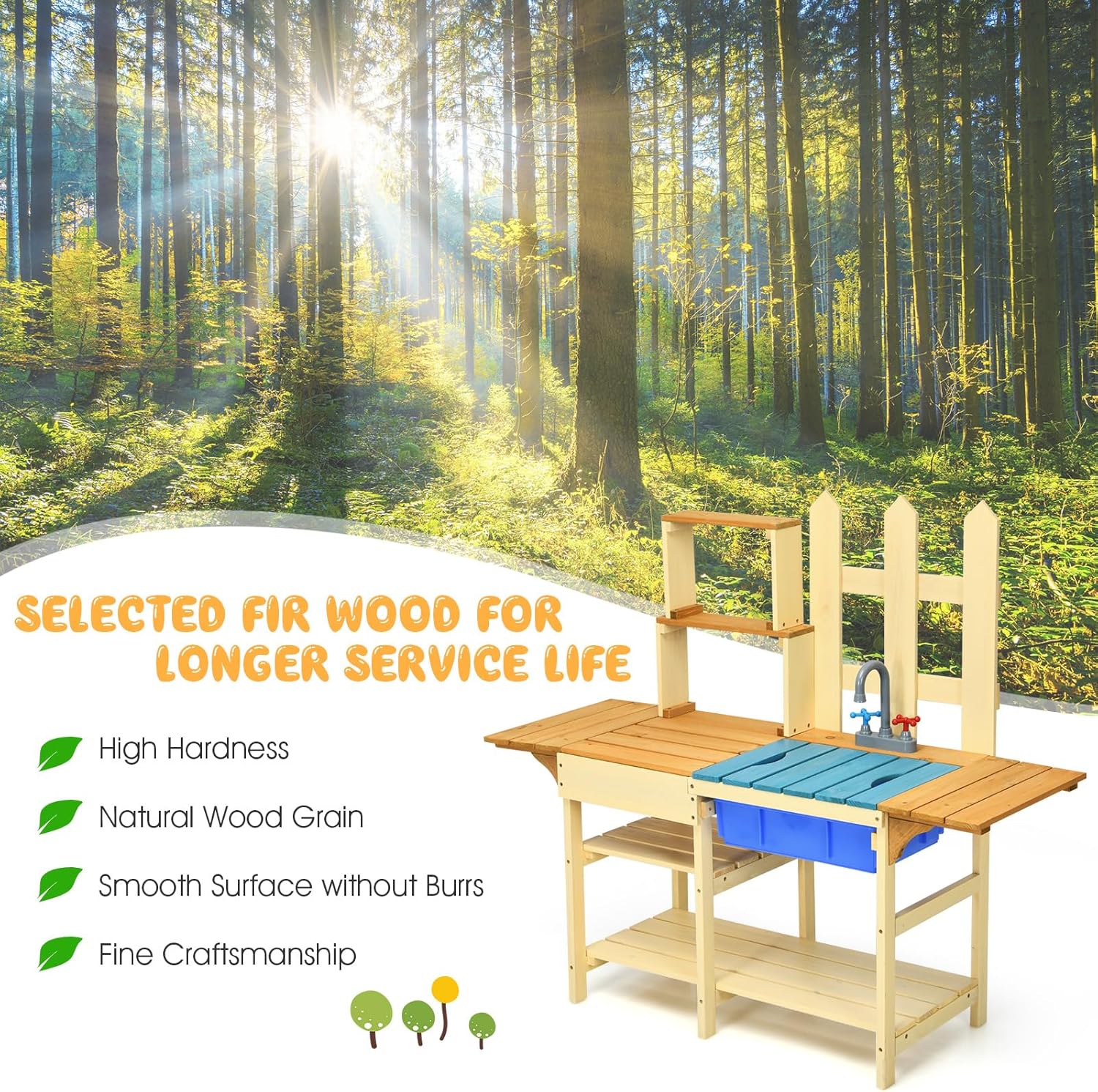 Kids Mud Kitchen Playset, Indo - Kids Outdoor Wooden Playset recensione e prezzo