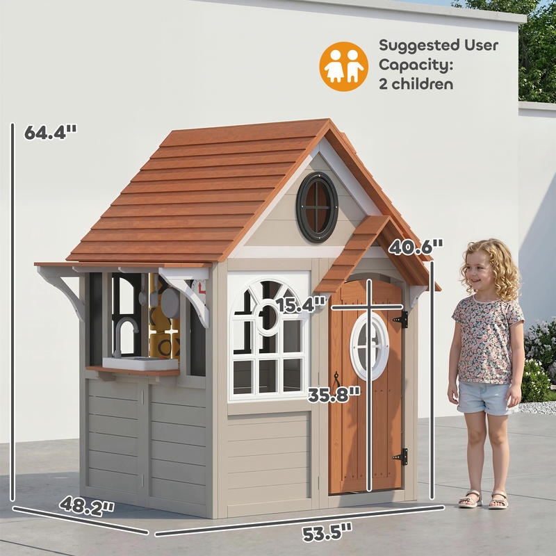 Qaba Outdoor Playhouse, Wooden - Qaba Kids Outdoor Playhouse recensione e prezzo