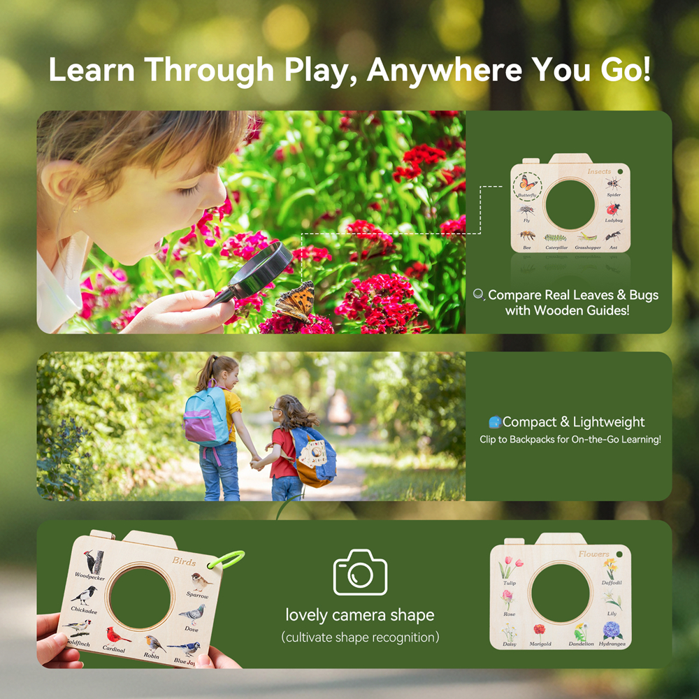 Wooden Camera Shape Nature Cog - Kids Outdoor Activity Set recensione e prezzo