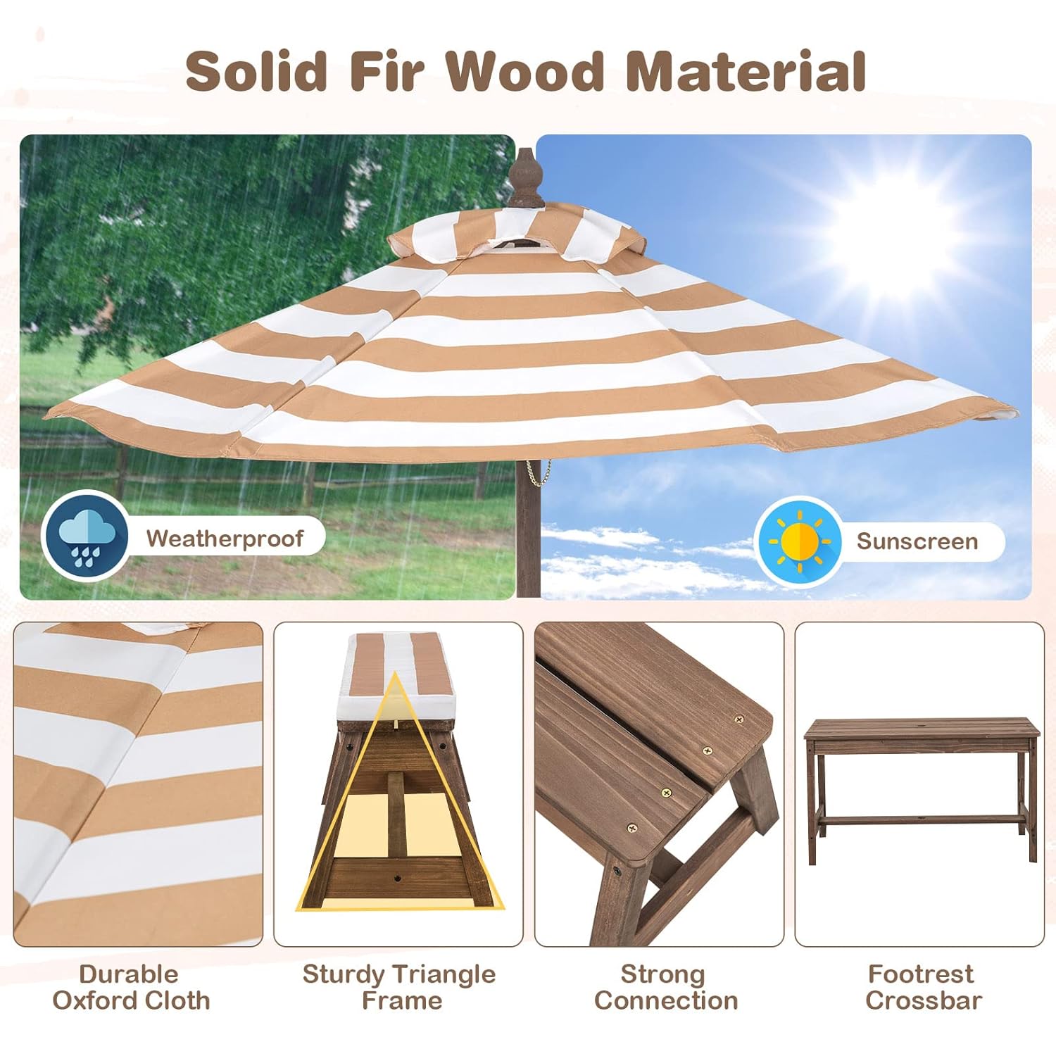 Kids Picnic Table, Outdoor Woo - Kids Outdoor Umbrella For Table recensione e prezzo