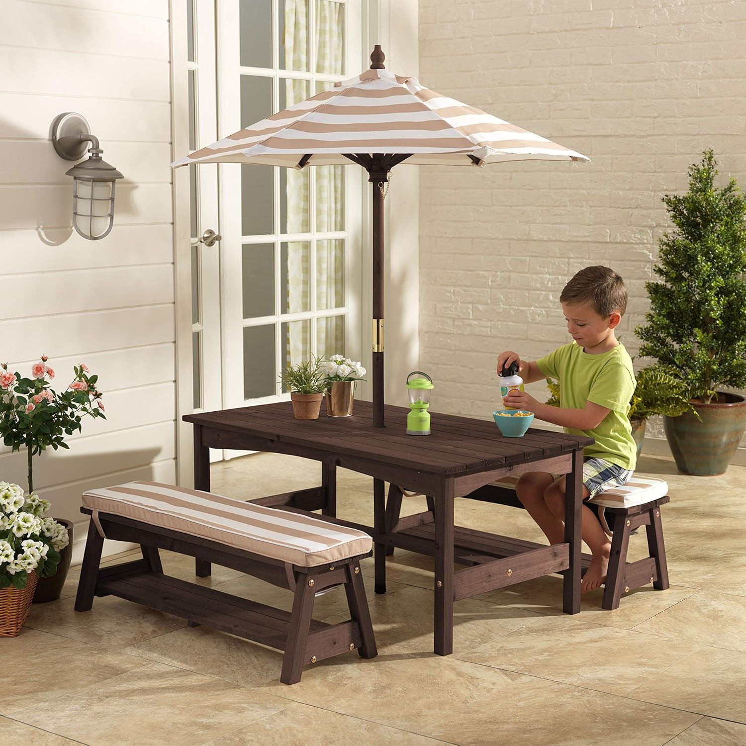 Outdoor Wooden Table & Bench S - Kids Outdoor Umbrella For Table recensione e prezzo