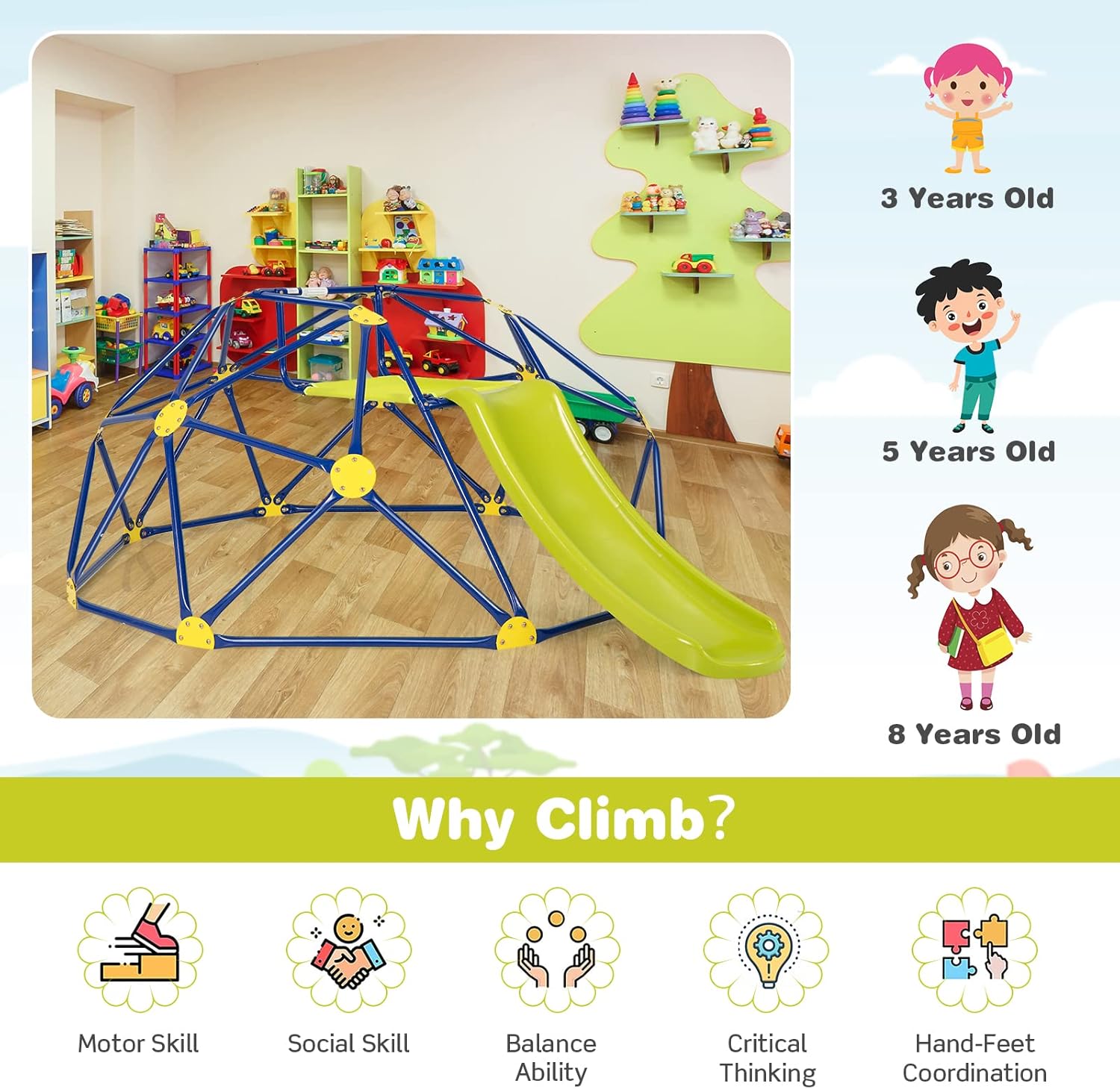 Costzon Climbing Dome with Sli - Kids Outdoor Jungle Gym Dome recensione e prezzo