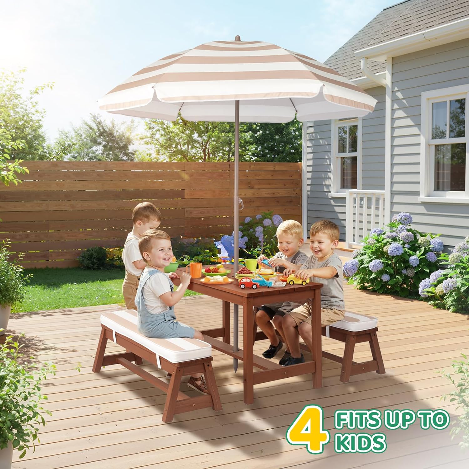 Kids Picnic Table Outdoor Wood - Kids Outdoor Umbrella For Table recensione e prezzo