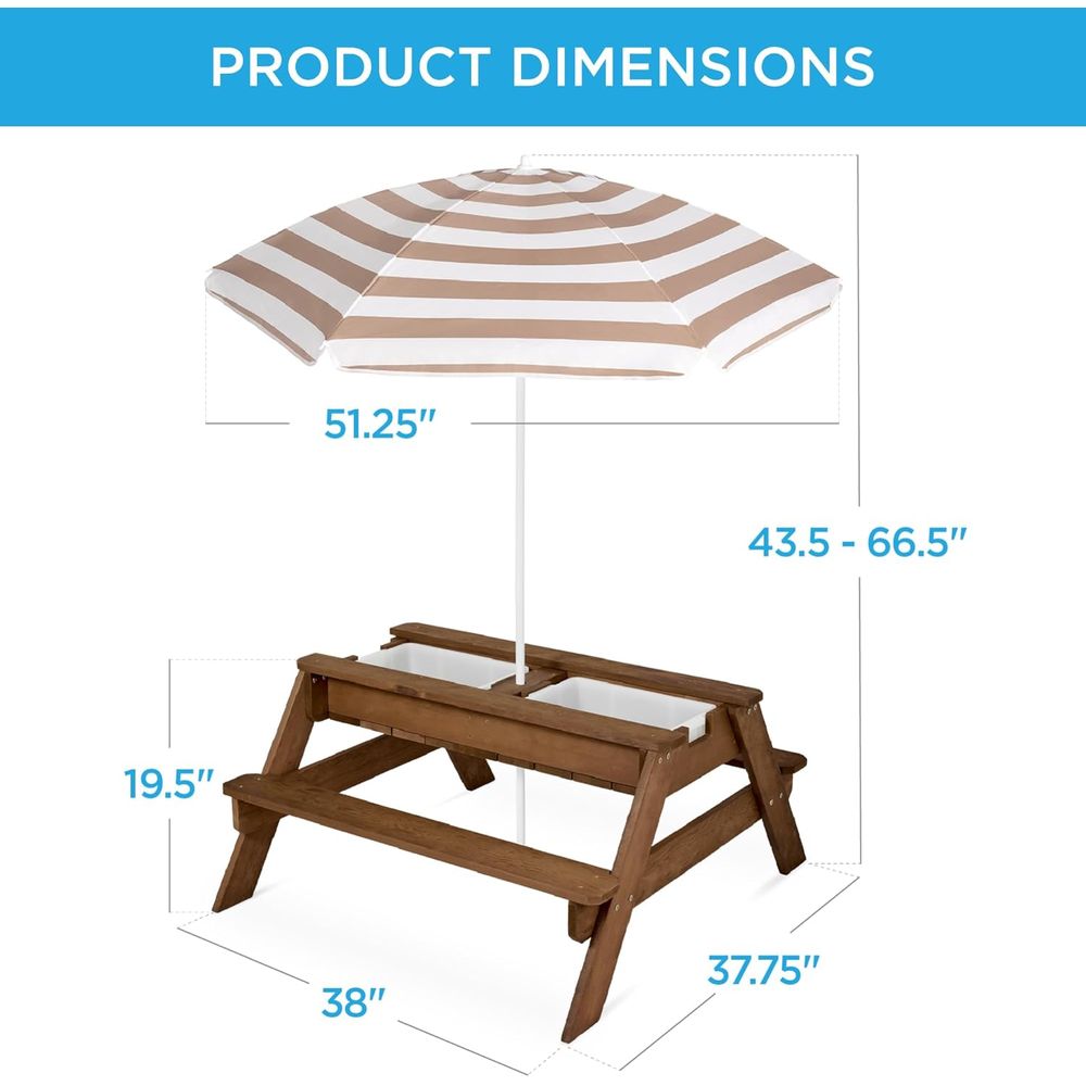 Kids Picnic Table with Umbrell - Kids Outdoor Umbrella For Table recensione e prezzo