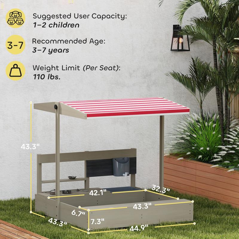Outsunny Kids Sandbox with Hei - Kids Outdoor Wooden Playset recensione e prezzo