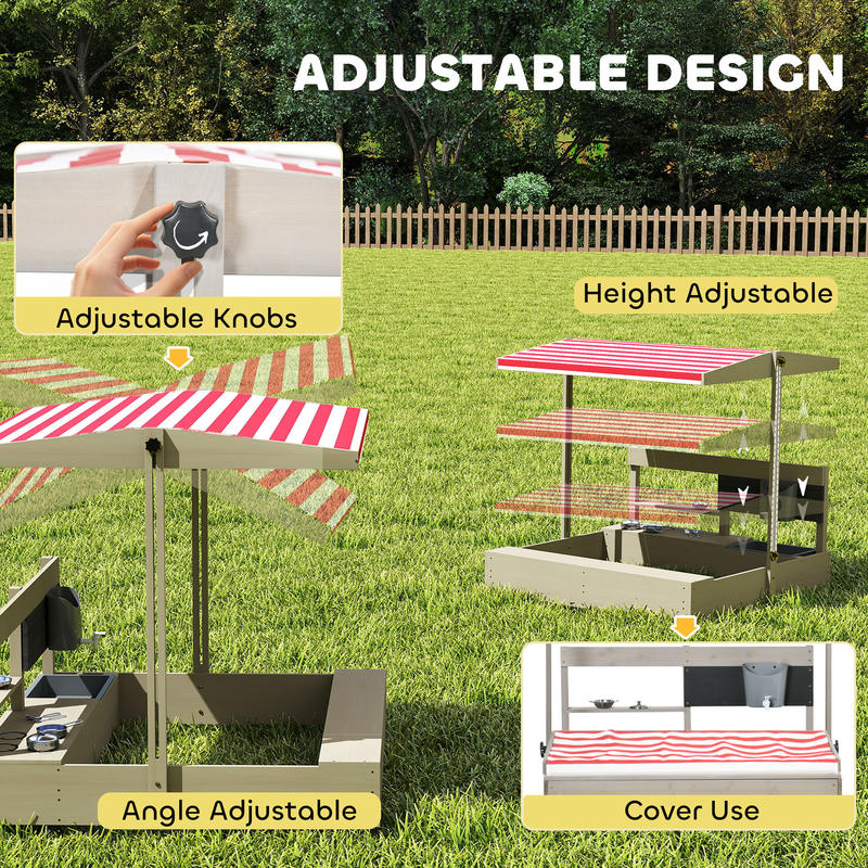 Outsunny Kids Sandbox with Hei - Kids Outdoor Wooden Playset recensione e prezzo