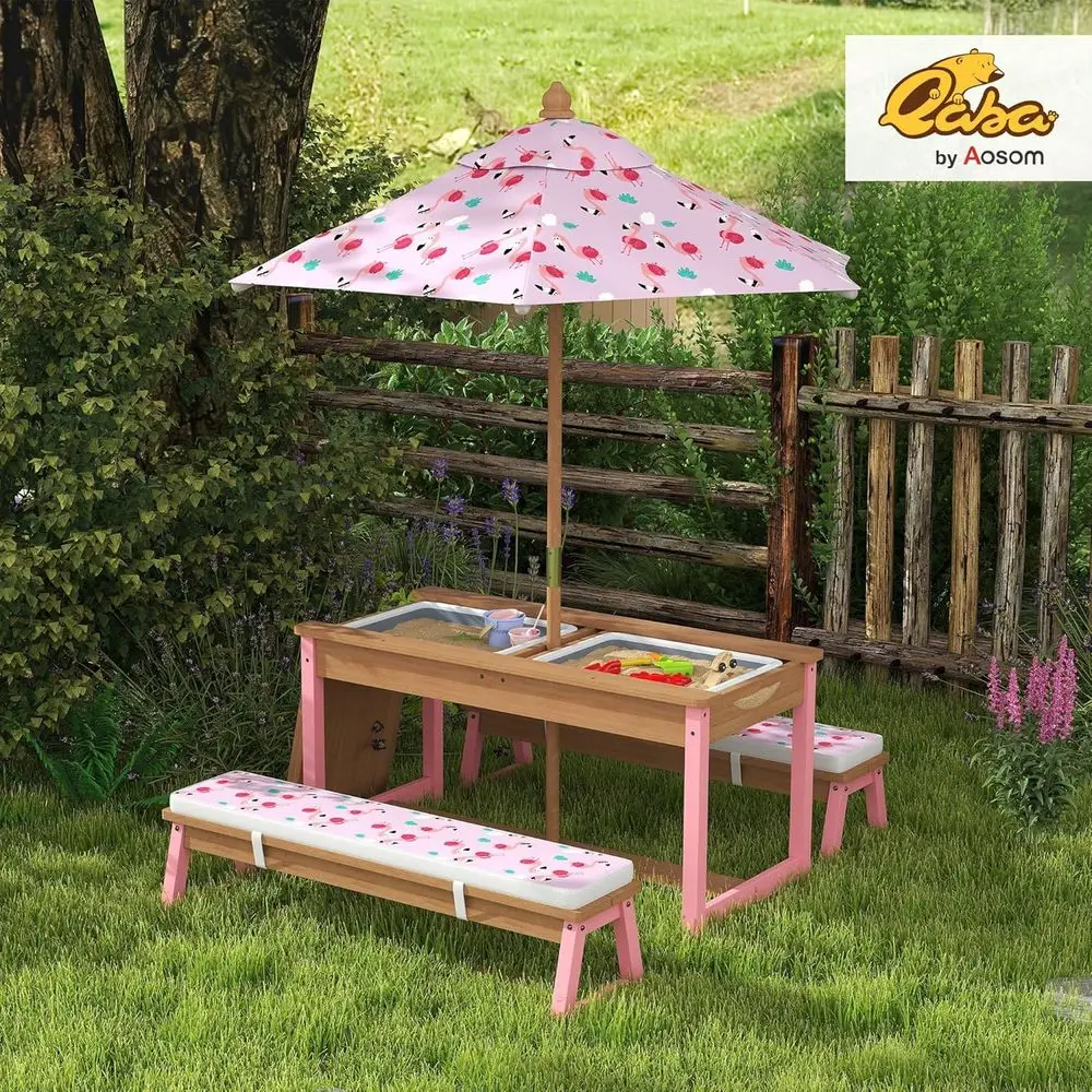 Wooden Picnic Table Set with U - Kids Outdoor Umbrella For Table recensione e prezzo