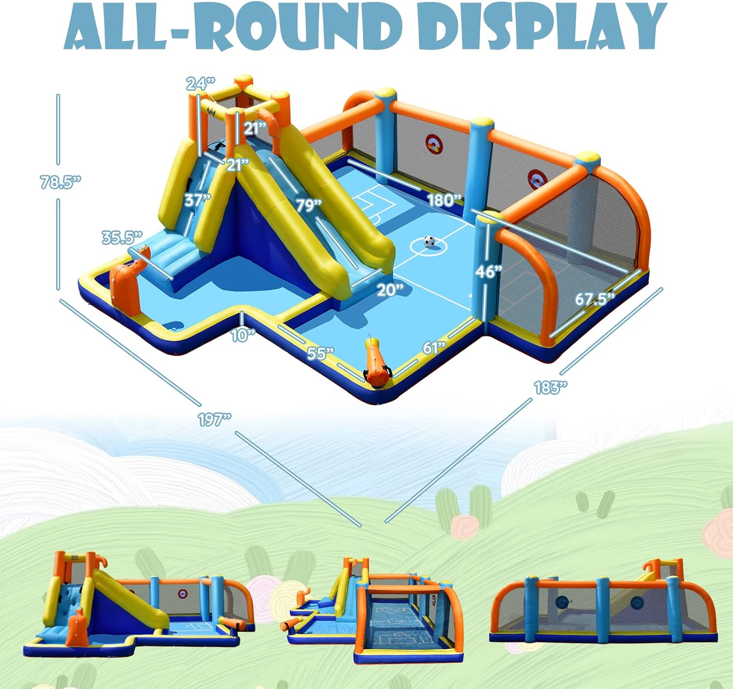 Inflatable Water Slide, Dual C - Kids Outdoor Pool recensione e prezzo