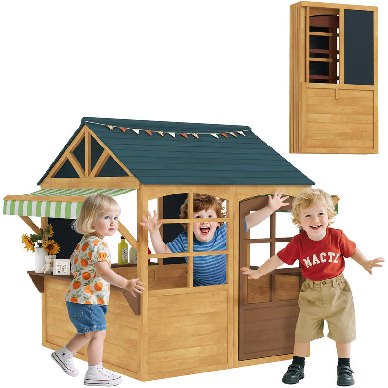 Qaba Wooden Outdoor Playhouse, - Qaba Kids Outdoor Playhouse recensione e prezzo