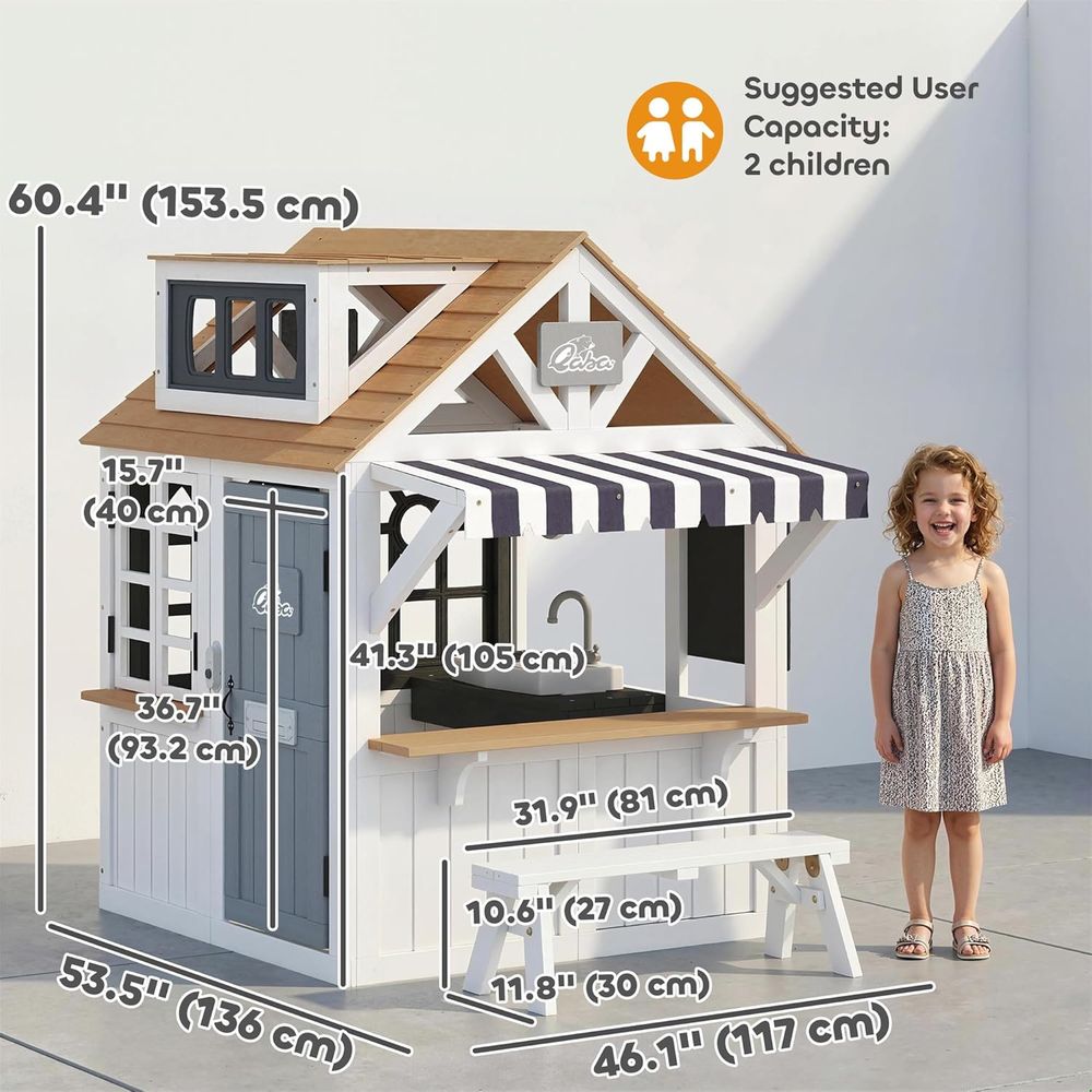 Qaba Outdoor Playhouse, Wooden - Qaba Kids Outdoor Playhouse recensione e prezzo