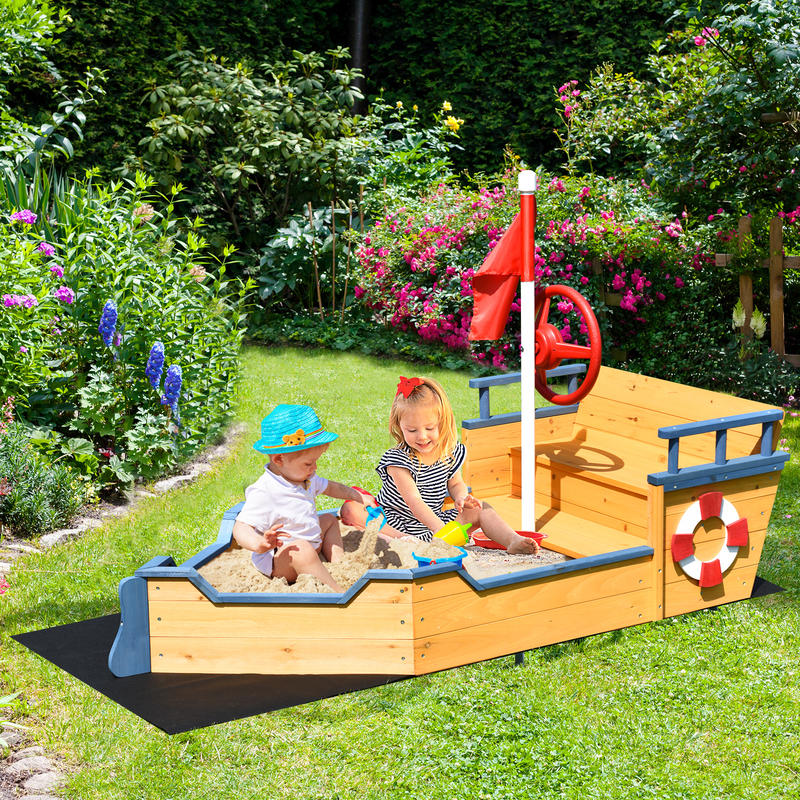 Kids Pirate Boat Wooden Sandbo - Kids Outdoor Wooden Playset recensione e prezzo
