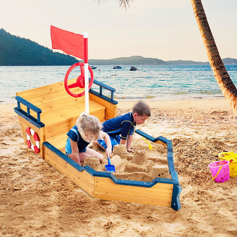Kids Pirate Boat Wooden Sandbo - Kids Outdoor Wooden Playset recensione e prezzo